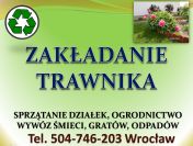 Zakładanie trawnika cena tel. 504-746-203. Wrocław ogrodnik, trawnik przy domu