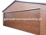 Garaż blaszany drewnopodobny 6x5 brama segmentowa