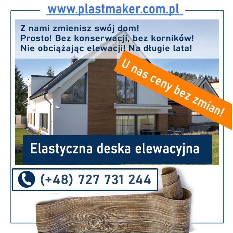 Promocja, deska elastyczna elewacyjna PlasterTynk, imitacja deski elewacyjnej cała Polska - Zdjęcie 1