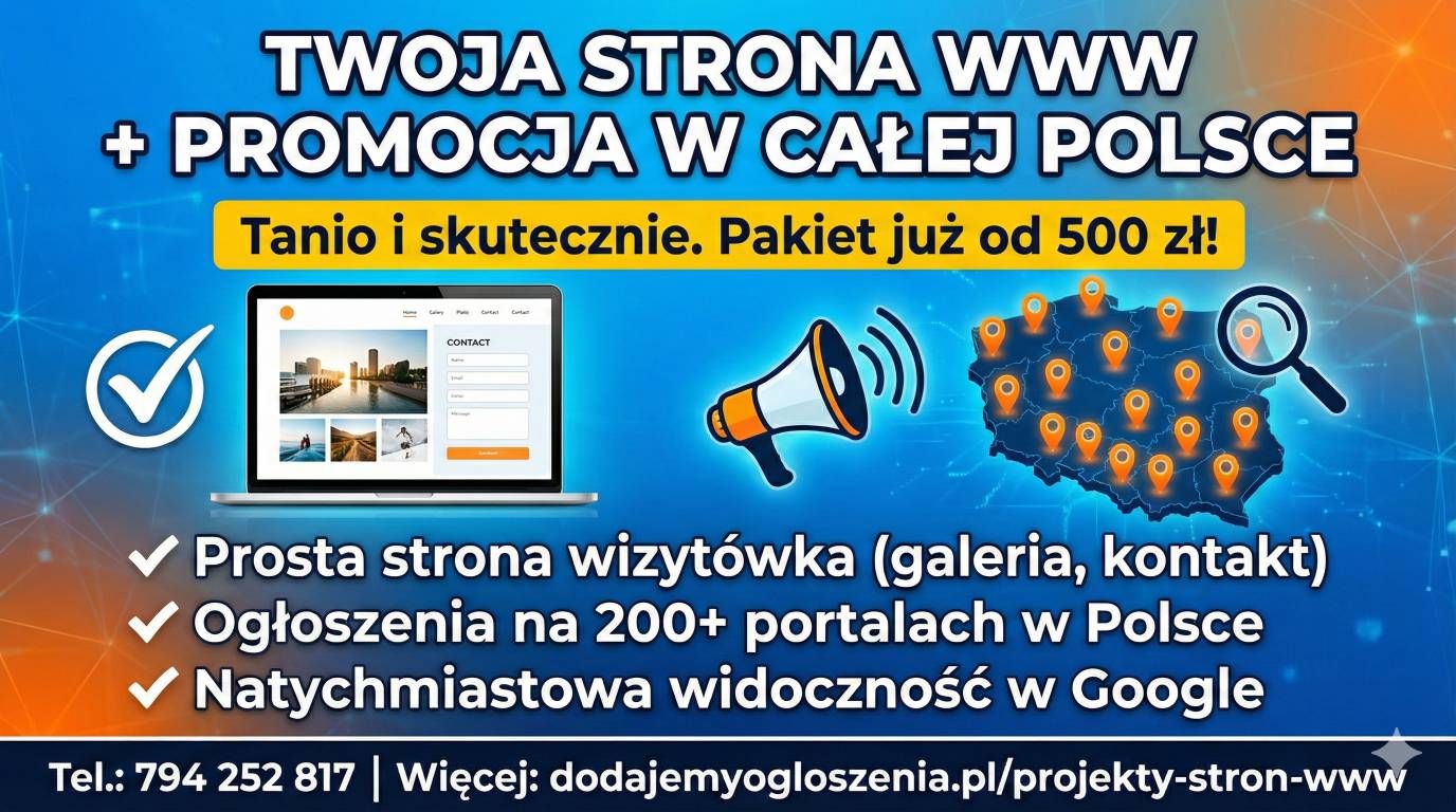 Strona internetowa od 500 PLN z mocną promocją na START/ FAKTURA cała Polska - Zdjęcie 1