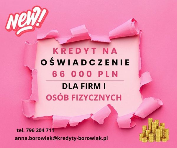 KREDYT DLA FIRM I OSÓB FIZYCZNYCH NA OŚWIADCZENIE – DO 66 000 ZŁ! Wrocław - Zdjęcie 1