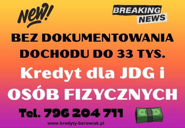 KREDYT DLA JDG I OSÓB FIZYCZNYCH BEZ DOKUMENTOWANIA DOCHODU! Wrocław - Zdjęcie 1