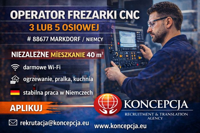 Operator, operatorka frezarki CNC - Markdorf - osobne mieszkanie (HR-CM-DE)  - Zdjęcie 1