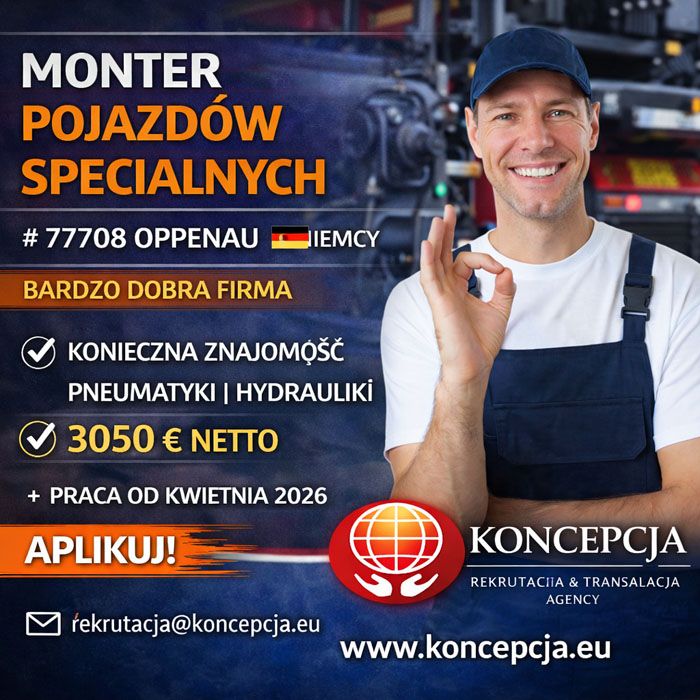 Monter, monterka pojazdów specjalnych (Oppenau-DL-BH-DE)  - Zdjęcie 1