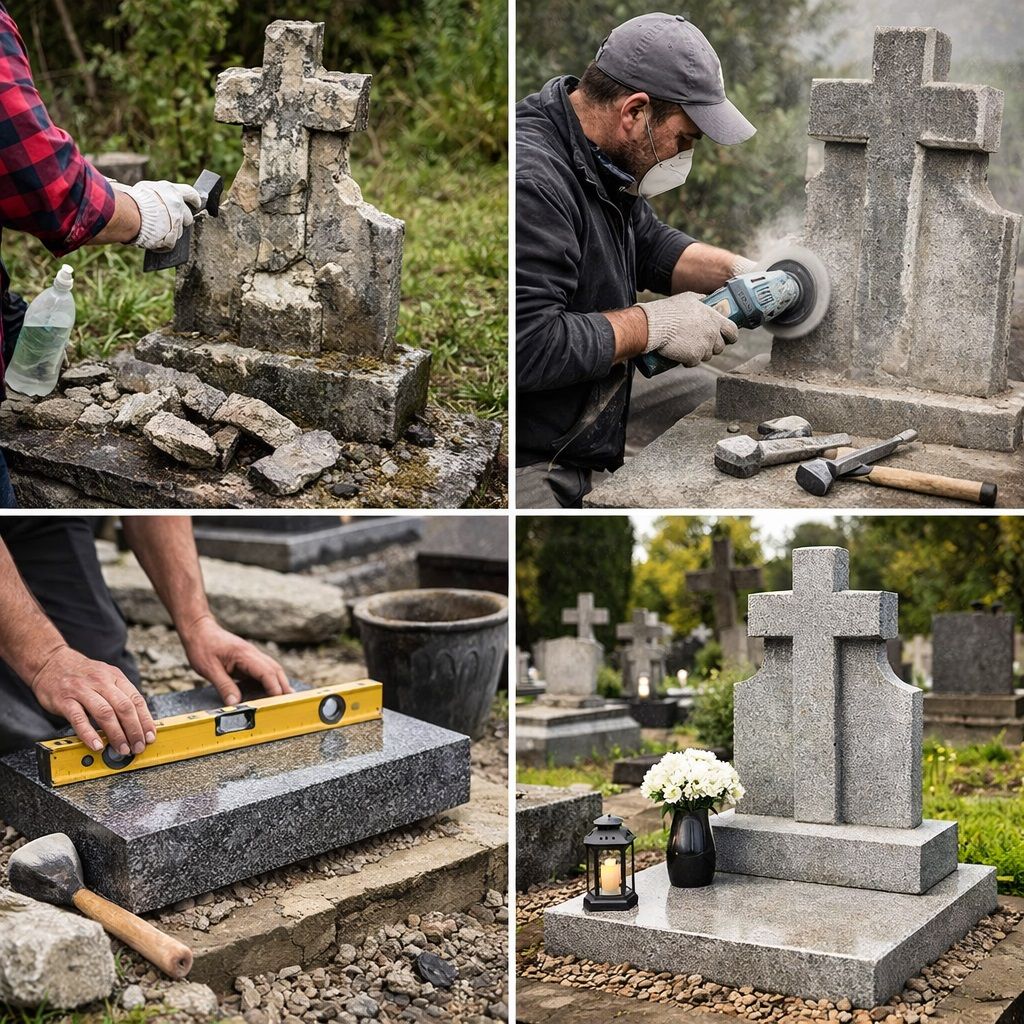 Prostowanie nagrobków, Wrocław, Cmentarz, tel. 504746203, pomników przechylonych  - Zdjęcie 1