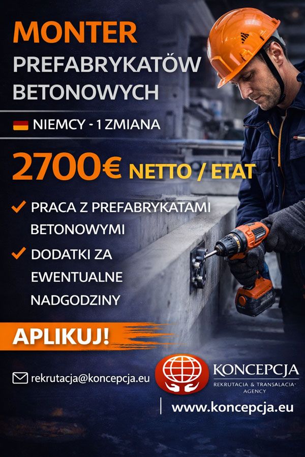 Monter, monterka prefabrykatów betonowych (Röttenbach-FH-DPK-DE)  - Zdjęcie 1