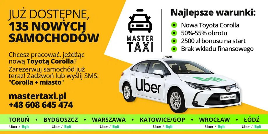 Praca Kierowca Student - zarabiaj 7000+ Uber/Bolt Bydgoszcz Wrocław - Zdjęcie 1
