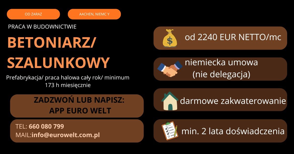 Betoniarz-Brygadzista z Ekipą/Brak Zeitkonta/AACHEN  - Zdjęcie 1