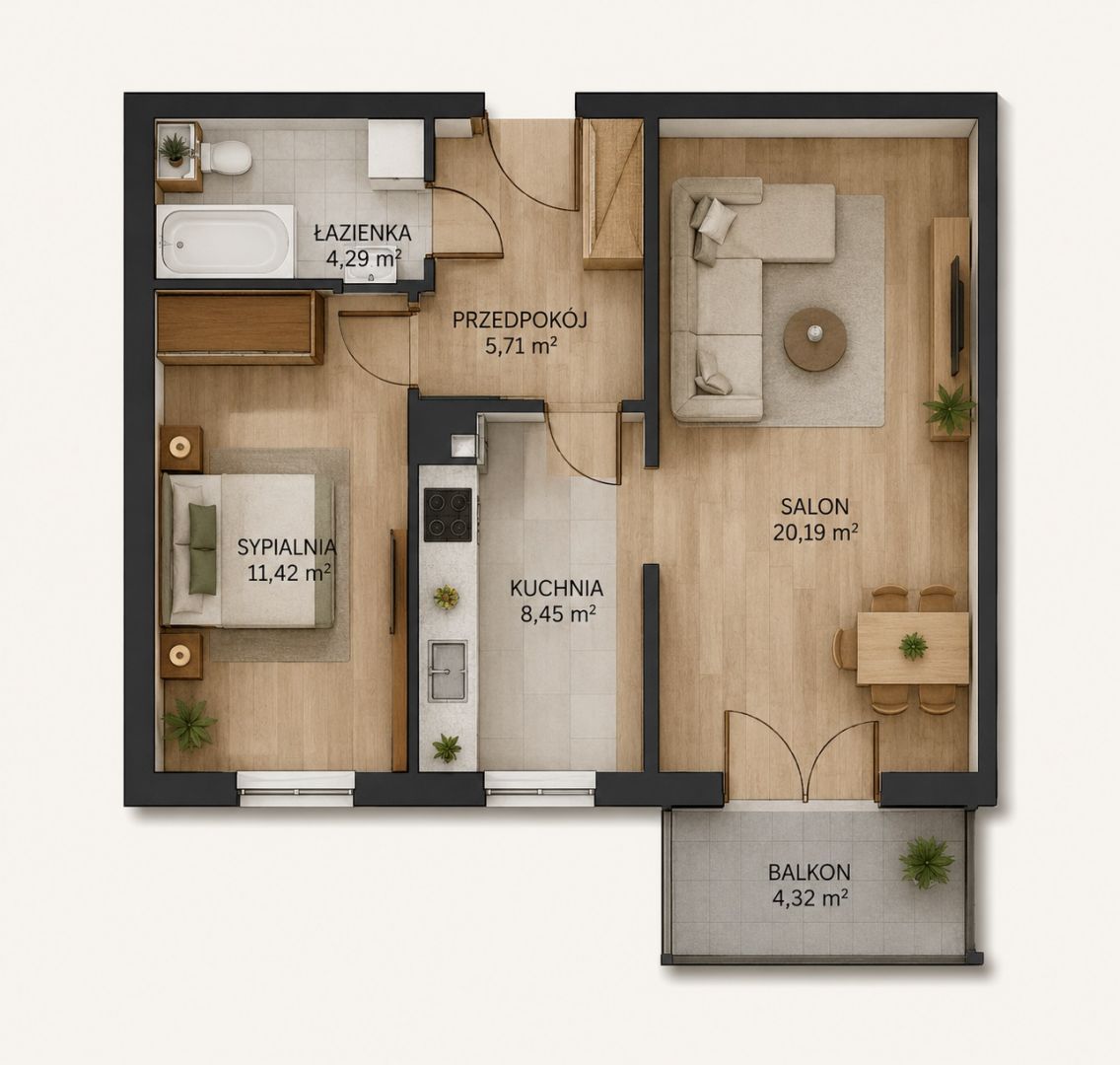 2pok, 50met, Okolice Trockiej BALKON/MP/2021 (Wrocław) Wrocław - Psie Pole - Zdjęcie 1