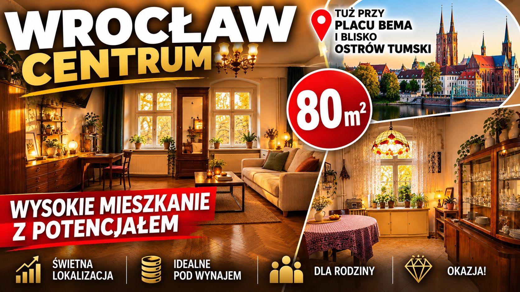 2pok, 80met, okolice Placu Bema ROZKŁAD/PIWNICA (Wrocław) Wrocław - Śródmieście - Zdjęcie 1