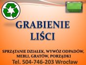 Sprzątanie ogrodu, grabienie liści. Cennik usług: tel 504-746-203.