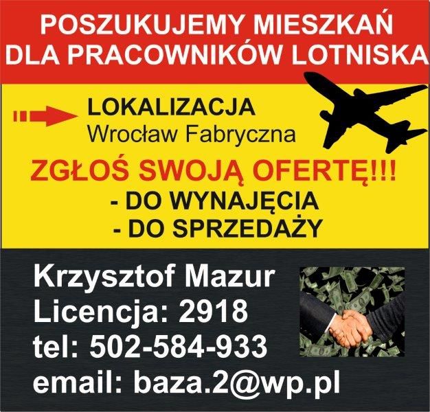Poszukujemy mieszkań i domów we Wrocławiu dla firmy lotniczej!!! Wrocław - Zdjęcie 1